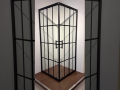 5/6mm Grootte Glas Vierkante douche behuizingen met zwarte strepen Frame voor moderne badkamer