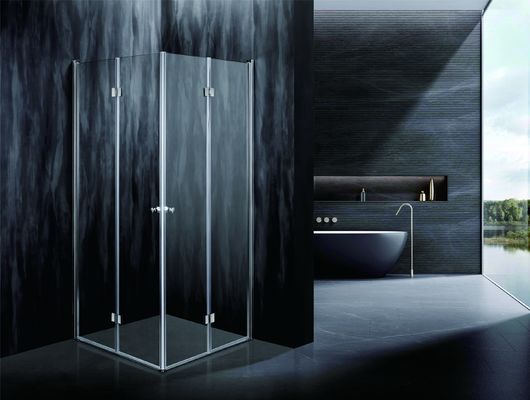 Functionele hoek douche met 6/8 mm gehard glas en aluminium profiel met chroom