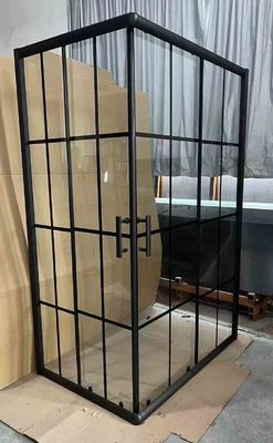 5/6mm Grootte Glas Vierkante douche behuizingen met zwarte strepen Frame voor moderne badkamer