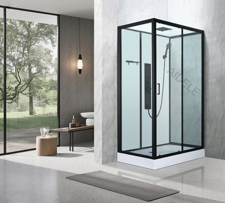 Luxe douche met mat zwart profiel en drukglas voor elegant